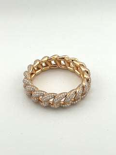 DEMEGLIO Elastic Bracelet in Pink Gold and Diamonds
