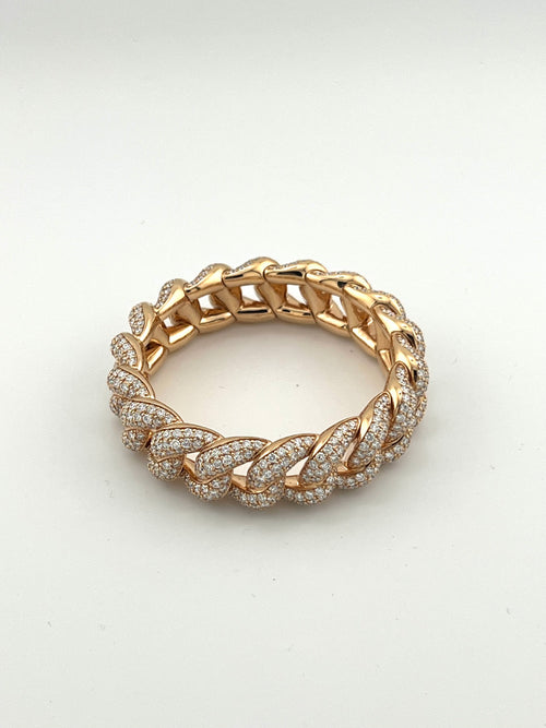 DEMEGLIO Elastic Bracelet in Pink Gold and Diamonds