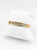 Rigid Yellow Gold Bracelet with Written Happiness
