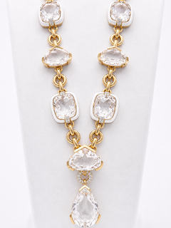 Necklace In Yellow Gold Diamonds And Cristal
