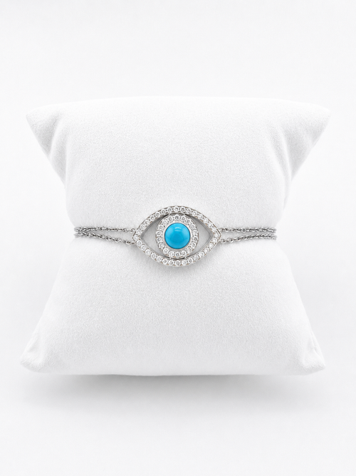 Bracelet With Diamonds And Turquoise Eye