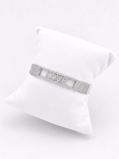 Rigid Bracelet With Diamonds And Written Love