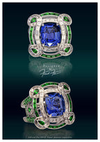 Fred Fa Special Ring with Sapphire contoured by Emerald and Diamonds