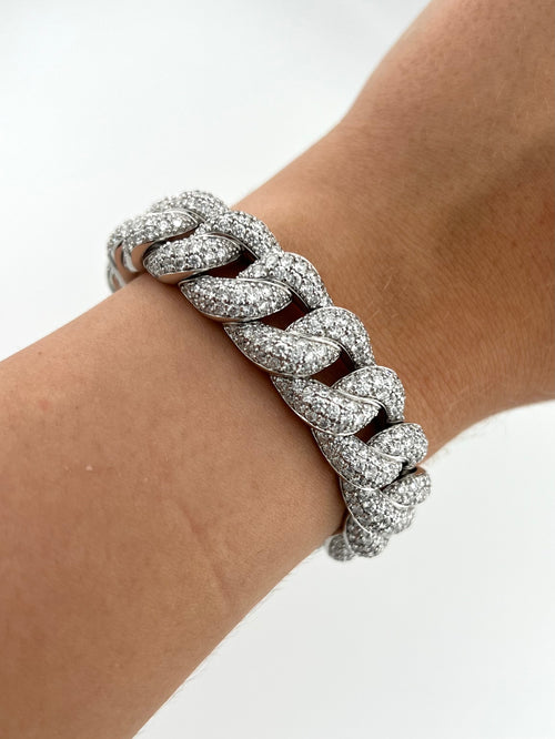 DEMEGLIO Elastic Bracelet in White Gold and Diamonds