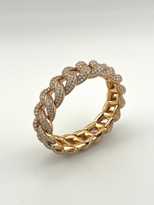 DEMEGLIO Elastic Bracelet in Pink Gold and Diamonds