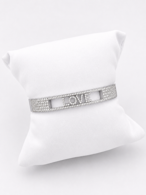 Rigid Bracelet With Diamonds And Written Love