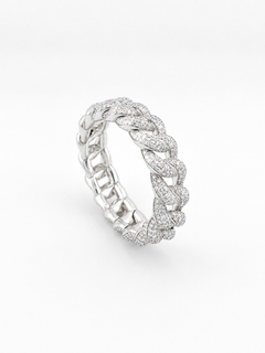 DEMEGLIO Elastic Bracelet in White Gold and Diamonds