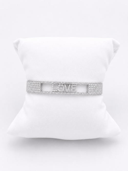 Rigid Bracelet With Diamonds And Written Love