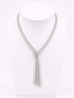 White Gold Tie Style Necklace