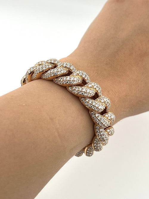 DEMEGLIO Elastic Bracelet in Pink Gold and Diamonds