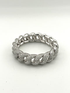 DEMEGLIO Elastic Bracelet in White Gold and Diamonds