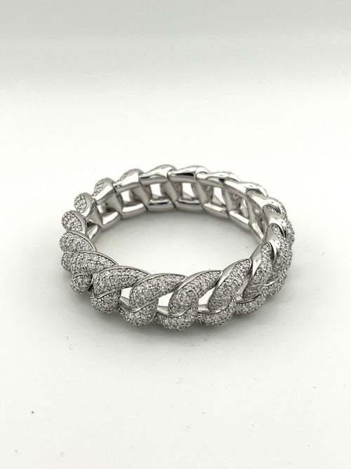 DEMEGLIO Elastic Bracelet in White Gold and Diamonds
