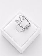 Ring With Two Lines And Two Pear Cut Diamonds