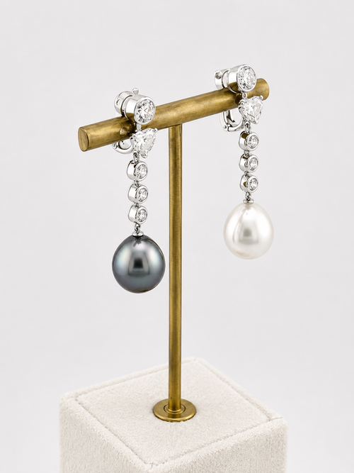 Cartier Pearls Earrings In Platinum