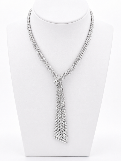 White Gold Tie Style Necklace