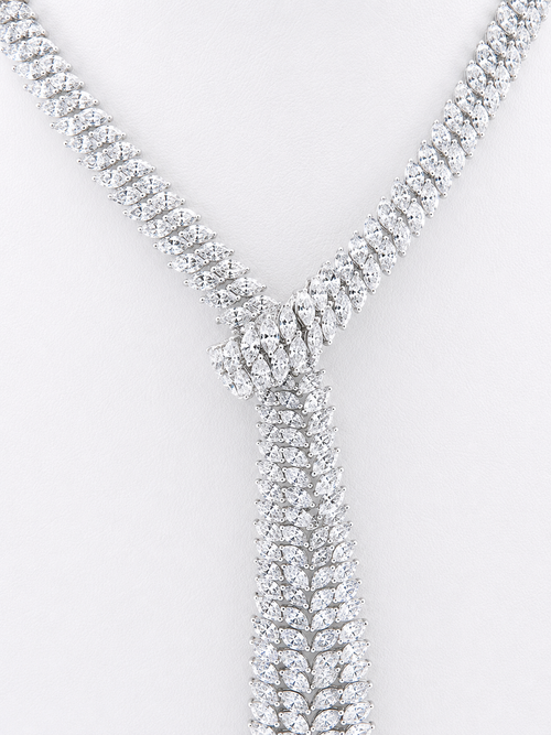 White Gold Tie Style Necklace