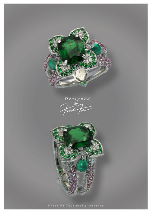 Fred Fa Special Ring with Emerald and Diamonds