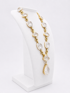 Necklace In Yellow Gold Diamonds And Cristal