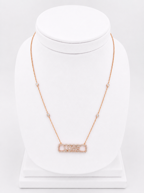 Necklace LOVE in Rose Gold and Diamonds