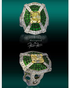 Fred Fa Special Ring with Yellow Diamond and Emeralds