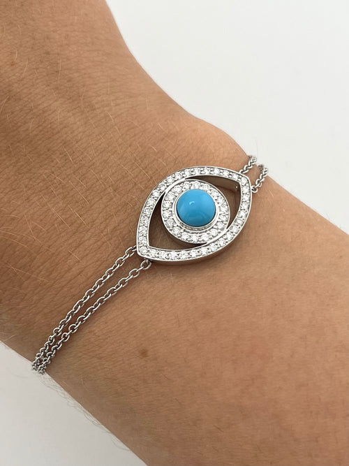Bracelet With Diamonds And Turquoise Eye