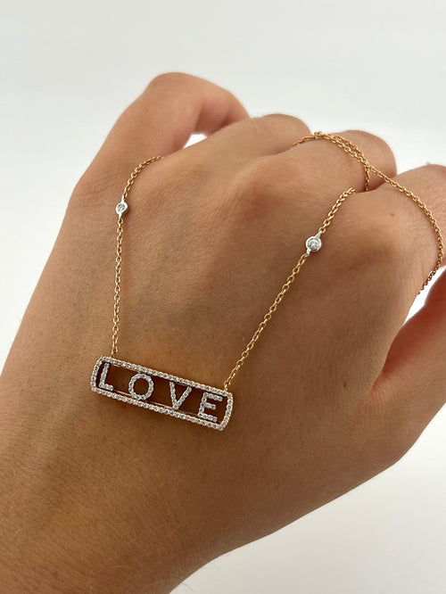 Necklace LOVE in Rose Gold and Diamonds