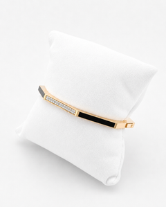 Rigid Bracelet Gold With Diamonds And Black Enamel