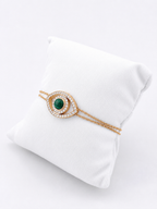 Bracelet With Diamonds And Rose Gold And Green Eye