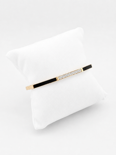 Rigid Bracelet Gold With Diamonds And Black Enamel