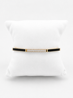 Rigid Bracelet Gold With Diamonds And Black Enamel