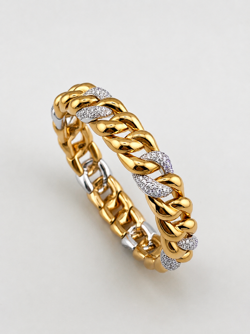 DEMEGLIO Elastic Bracelet Pink Gold And Diamonds