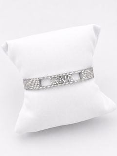 Rigid Bracelet With Diamonds And Written Love