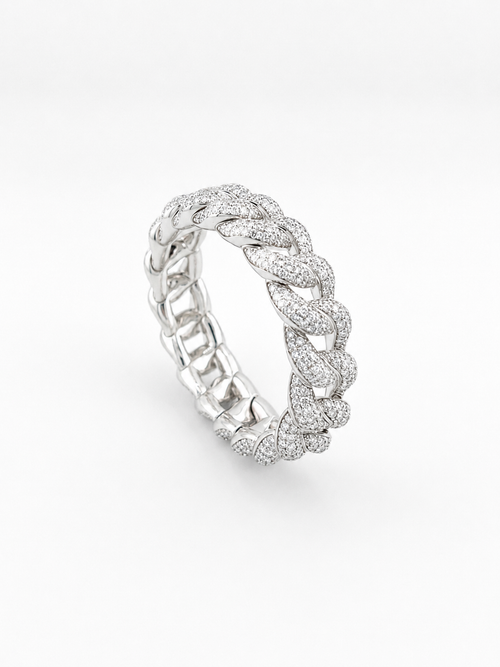 DEMEGLIO Elastic Bracelet in White Gold and Diamonds