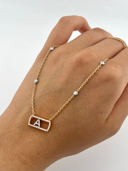 Necklace Letter A in Gold and Diamonds