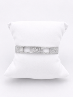 Rigid Bracelet With Diamonds And Written Love