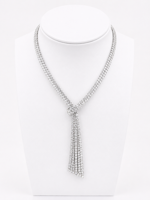 White Gold Tie Style Necklace