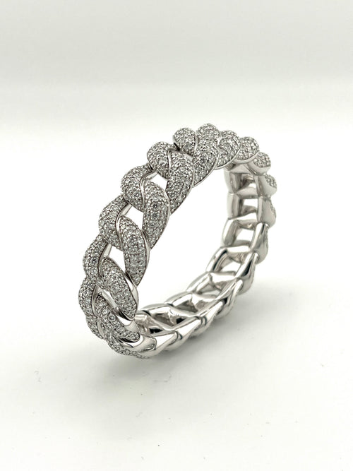 DEMEGLIO Elastic Bracelet in White Gold and Diamonds