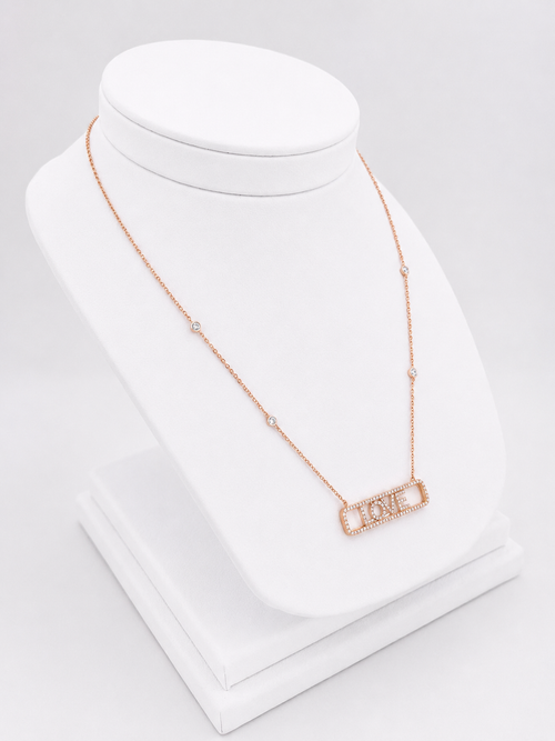 Necklace LOVE in Rose Gold and Diamonds
