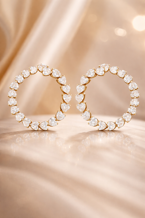 Heart-cut Diamond Earrings Pink Gold