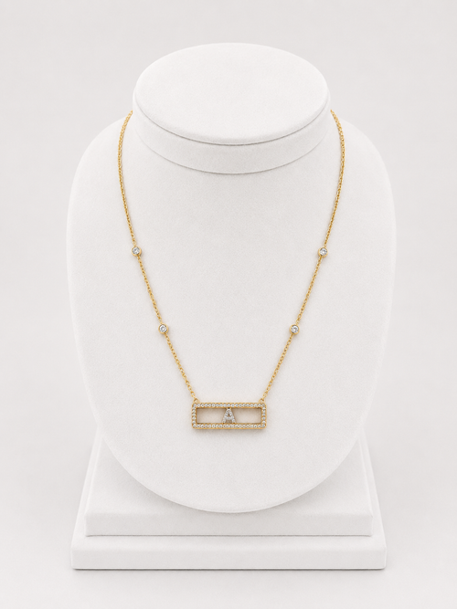 Necklace Letter A in Gold and Diamonds
