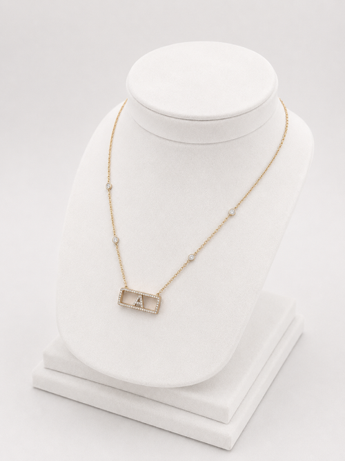 Necklace Letter A in Gold and Diamonds